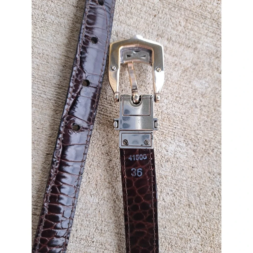 Brighton Women's Brown Belt Gold/ Silver Tone Buckle Decorative Parts L 36